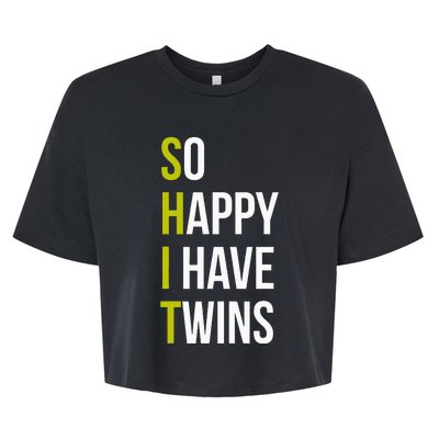 So Happy I Have Twins With Code Pregnancy Fathers Day Bella+Canvas Jersey Crop Tee