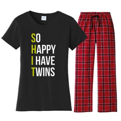 So Happy I Have Twins With Code Pregnancy Fathers Day Women's Flannel Pajama Set