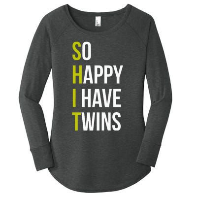 So Happy I Have Twins With Code Pregnancy Fathers Day Women's Perfect Tri Tunic Long Sleeve Shirt