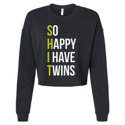 So Happy I Have Twins With Code Pregnancy Fathers Day Cropped Pullover Crew