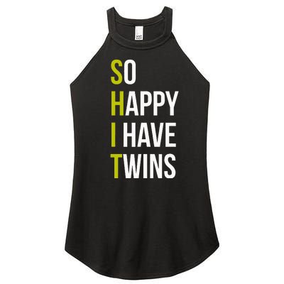 So Happy I Have Twins With Code Pregnancy Fathers Day Women’s Perfect Tri Rocker Tank