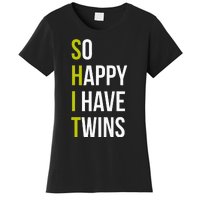 So Happy I Have Twins With Code Pregnancy Fathers Day Women's T-Shirt