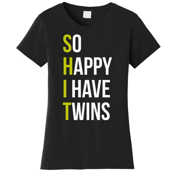 So Happy I Have Twins With Code Pregnancy Fathers Day Women's T-Shirt