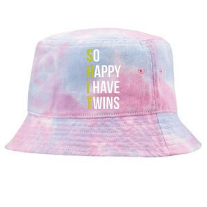 So Happy I Have Twins With Code Pregnancy Fathers Day Tie-Dyed Bucket Hat