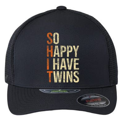 So Happy I Have Twins Twin Dad Father Mother Of Twins Flexfit Unipanel Trucker Cap