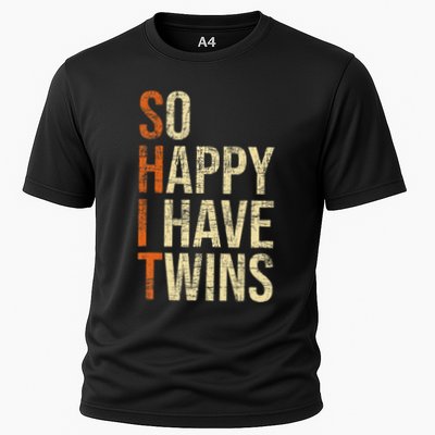 So Happy I Have Twins Twin Dad Father Mother Of Twins Performance Shirt
