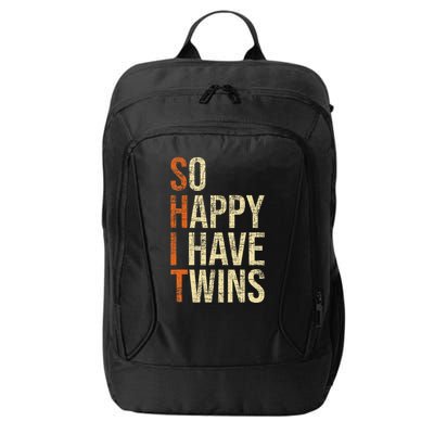 So Happy I Have Twins Twin Dad Father Mother Of Twins City Backpack