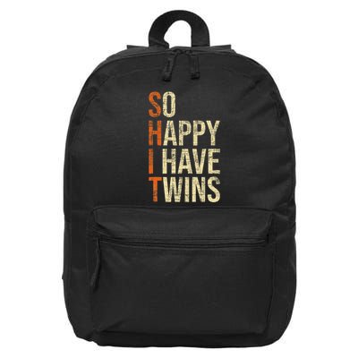 So Happy I Have Twins Twin Dad Father Mother Of Twins 16 in Basic Backpack