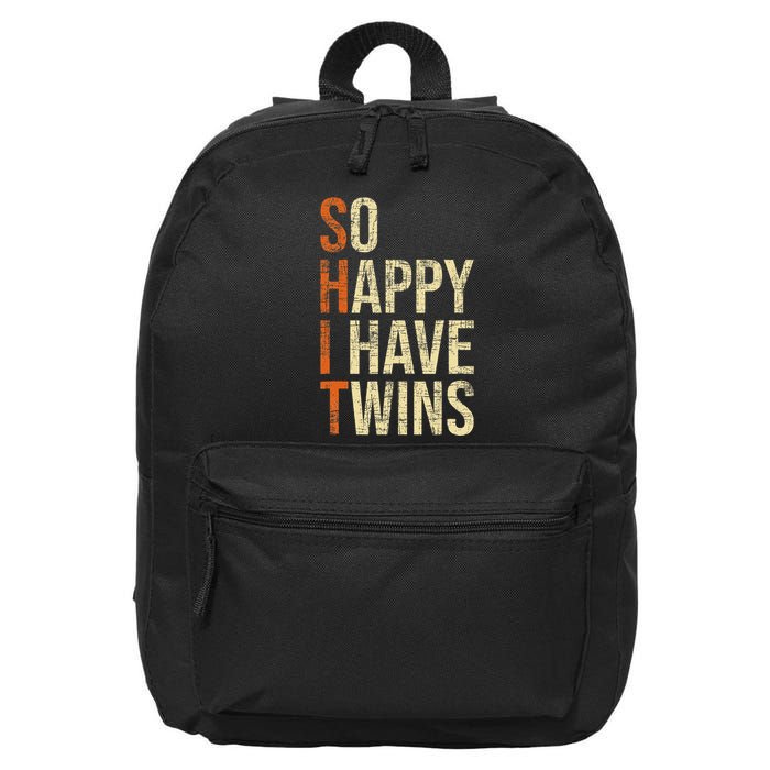 So Happy I Have Twins Twin Dad Father Mother Of Twins 16 in Basic Backpack