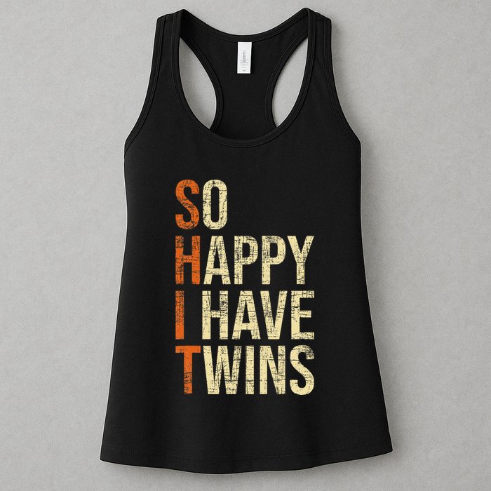 So Happy I Have Twins Twin Dad Father Mother Of Twins Womens Tank Top