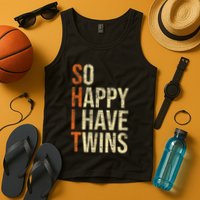 So Happy I Have Twins Twin Dad Father Mother Of Twins Tank Top