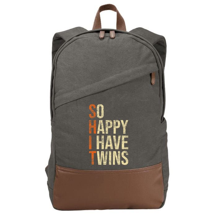 So Happy I Have Twins Twin Dad Father Mother Of Twins Cotton Canvas Backpack