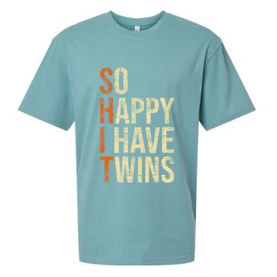 So Happy I Have Twins Twin Dad Father Mother Of Twins Sueded Cloud Jersey T-Shirt