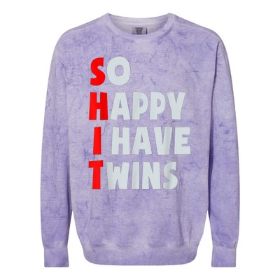 So Happy I Have Twins Funny Parent Twin Mom Dad Mothers Day Colorblast Crewneck Sweatshirt