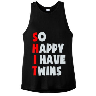 So Happy I Have Twins Funny Parent Twin Mom Dad Mothers Day Ladies PosiCharge Tri-Blend Wicking Tank