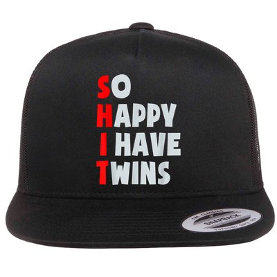 So Happy I Have Twins Funny Parent Twin Mom Dad Mothers Day Flatbill Hat