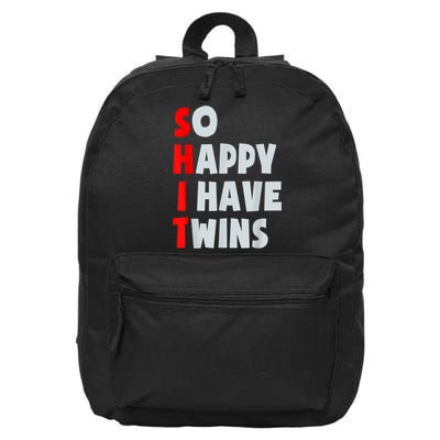 So Happy I Have Twins Funny Parent Twin Mom Dad Mothers Day 16 in Basic Backpack
