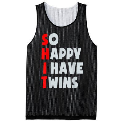 So Happy I Have Twins Funny Parent Twin Mom Dad Mothers Day Mesh Reversible Basketball Jersey Tank