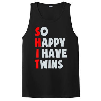 So Happy I Have Twins Funny Parent Twin Mom Dad Mothers Day PosiCharge Competitor Tank