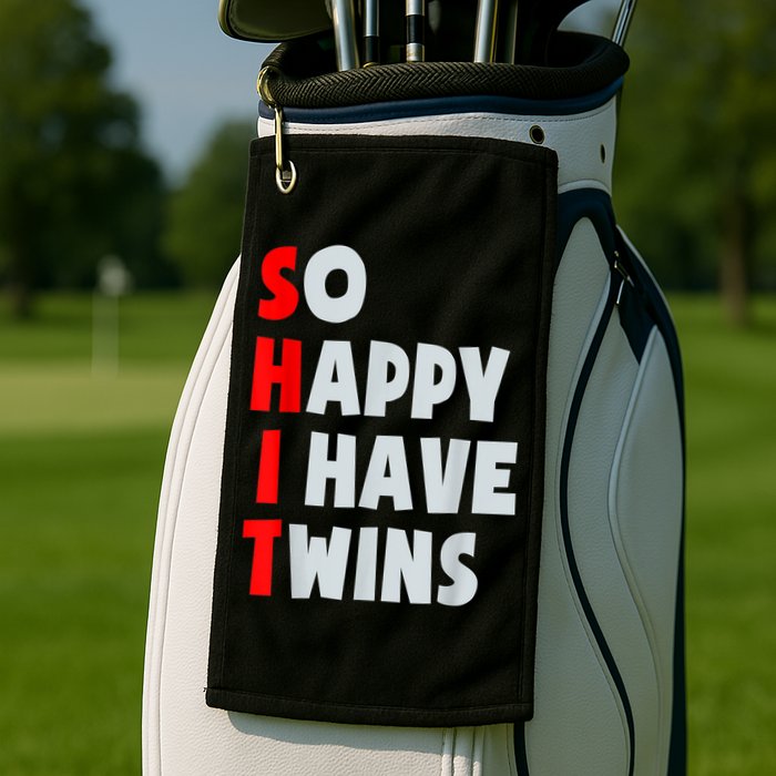 So Happy I Have Twins Funny Parent Twin Mom Dad Mothers Day Golf Towel