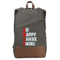 So Happy I Have Twins Funny Parent Twin Mom Dad Mothers Day Cotton Canvas Backpack