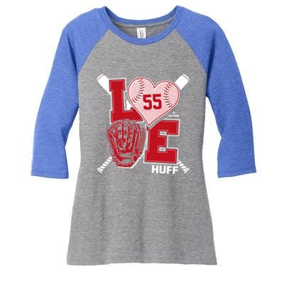 Sam Huff Is Love Texas Baseball Fan Valentines Day Cool Gift Women's Tri-Blend 3/4-Sleeve Raglan Shirt