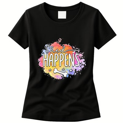 Shed Happens Is Dog Paws Is Dog Lover Is Dog Mom Is Dog Dad Womens T-Shirt