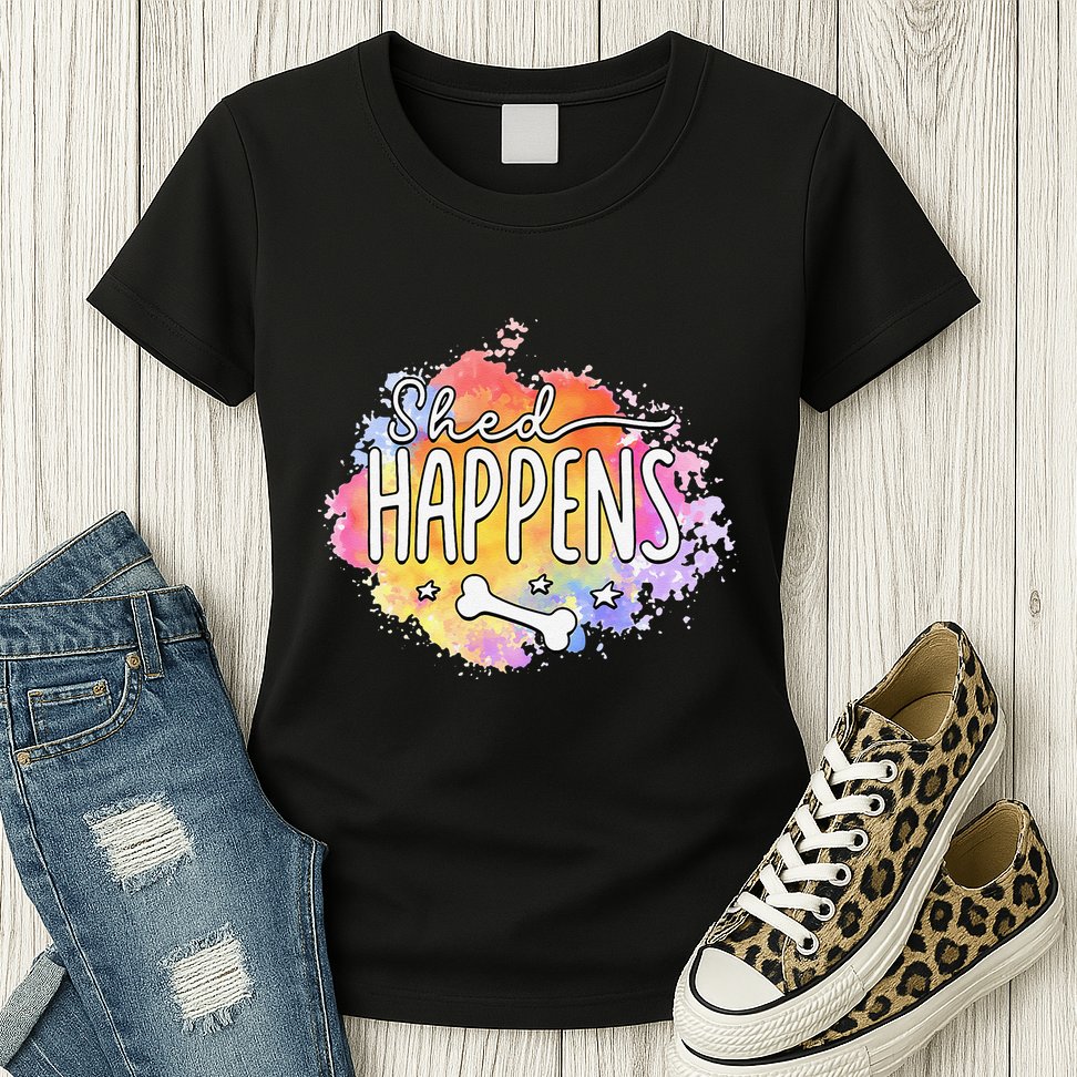 Shed Happens Is Dog Paws Is Dog Lover Is Dog Mom Is Dog Dad Womens T-Shirt