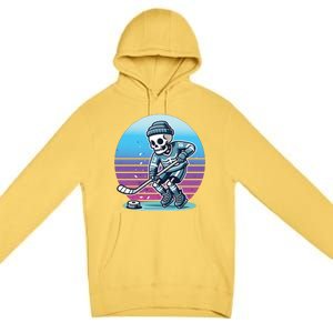 Skeleton Hockey Ice Uniform Beanie Puck Stick Playful Bones Funny Gift Premium Pullover Hoodie