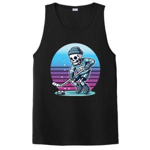 Skeleton Hockey Ice Uniform Beanie Puck Stick Playful Bones Funny Gift PosiCharge Competitor Tank