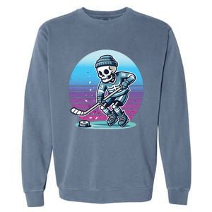 Skeleton Hockey Ice Uniform Beanie Puck Stick Playful Bones Funny Gift Garment-Dyed Sweatshirt