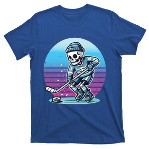 Skeleton Hockey Ice Uniform Beanie Puck Stick Playful Bones Funny Gift T-Shirt