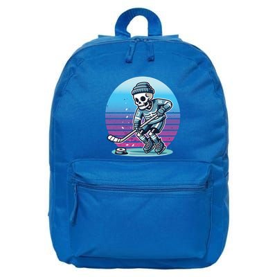 Skeleton Hockey Ice Uniform Beanie Puck Stick Playful Bones Funny Gift 16 in Basic Backpack