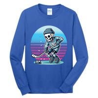 Skeleton Hockey Ice Uniform Beanie Puck Stick Playful Bones Funny Gift Tall Long Sleeve T-Shirt