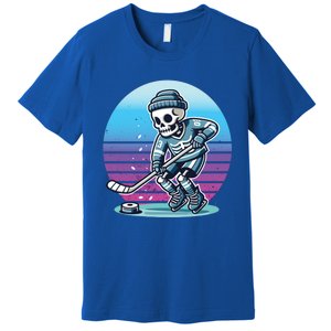 Skeleton Hockey Ice Uniform Beanie Puck Stick Playful Bones Funny Gift Premium T-Shirt