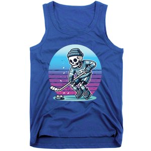 Skeleton Hockey Ice Uniform Beanie Puck Stick Playful Bones Funny Gift Tank Top