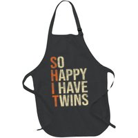 So Happy I Have Twins Twin Dad Father Mother Of Twins Full-Length Apron With Pockets