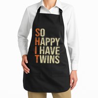 So Happy I Have Twins Twin Dad Father Mother Of Twins Full-Length Apron With Pockets