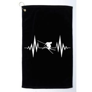 Skiing Heartbeat I Love Skiing Winter Sports Racing Skier Cute Gift Platinum Collection Golf Towel