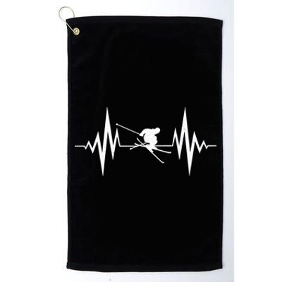 Skiing Heartbeat I Love Skiing Winter Sports Racing Skier Cute Gift Platinum Collection Golf Towel