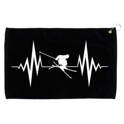 Skiing Heartbeat I Love Skiing Winter Sports Racing Skier Cute Gift Grommeted Golf Towel