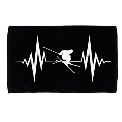 Skiing Heartbeat I Love Skiing Winter Sports Racing Skier Cute Gift Microfiber Hand Towel