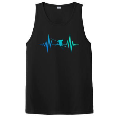 Skiing Heartbeat I Love Skiing Winter Sports Racing Skier Gift PosiCharge Competitor Tank