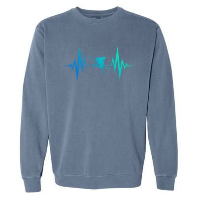 Skiing Heartbeat I Love Skiing Winter Sports Racing Skier Gift Garment-Dyed Sweatshirt