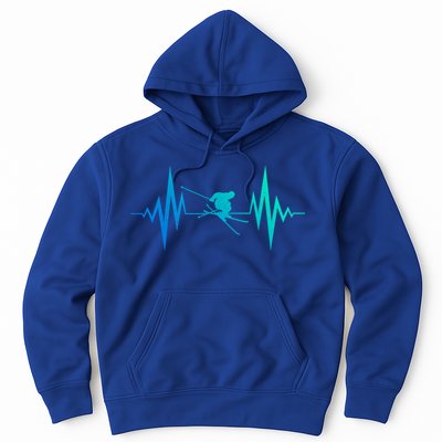 Skiing Heartbeat I Love Skiing Winter Sports Racing Skier Gift Hoodie