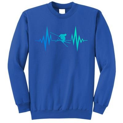 Skiing Heartbeat I Love Skiing Winter Sports Racing Skier Gift Sweatshirt