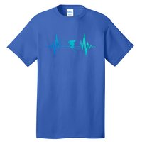 Skiing Heartbeat I Love Skiing Winter Sports Racing Skier Gift Tall T-Shirt