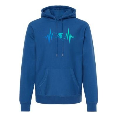 Skiing Heartbeat I Love Skiing Winter Sports Racing Skier Gift Premium Hoodie