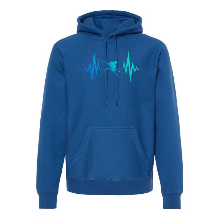 Skiing Heartbeat I Love Skiing Winter Sports Racing Skier Gift Premium Hoodie