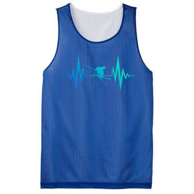 Skiing Heartbeat I Love Skiing Winter Sports Racing Skier Gift Mesh Reversible Basketball Jersey Tank